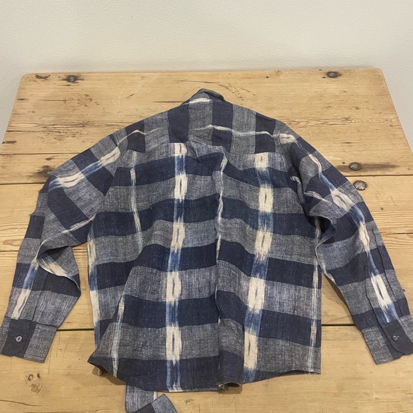 Philippa 1970 Ikat tie neck blouse linen EU 40 - Picture 5 of 6